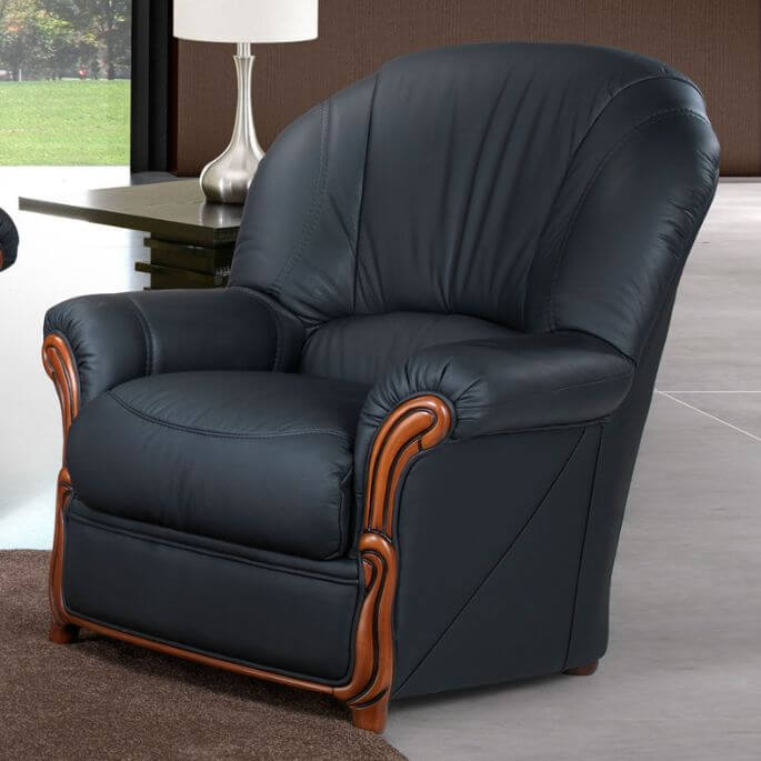 Fauteuil fixe contemporain en cuir noir Cobra